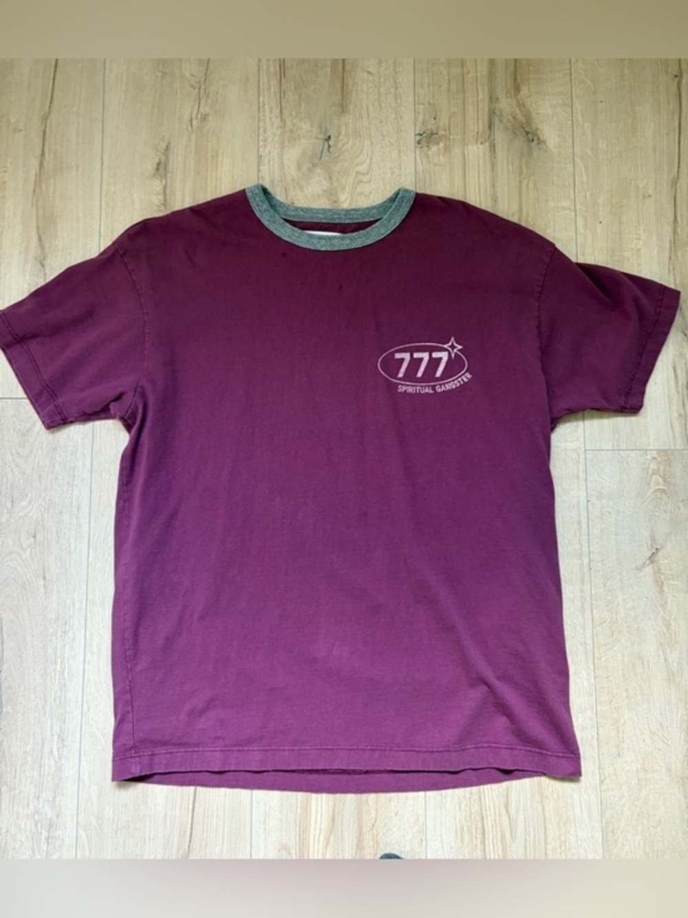 Spiritual Gangster 777 T Shirt Women’s Small Burgundy Made in USA Yoga Tee